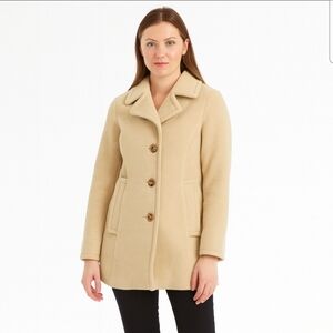 Talbots Camel Angora Rabbit, Wool Blend Women's Coat petite size 4